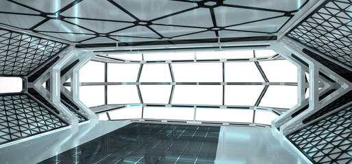 Obraz premium Spaceship bright interior 3D rendering