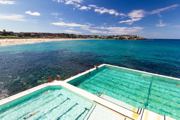 People swimming in Bondi baths