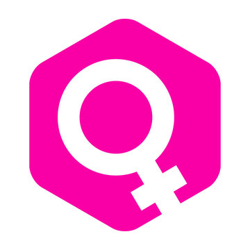 Icono plano simbolo femenino en hexagono rosa
