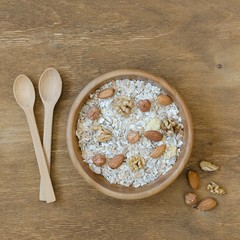One bowl of muesli and nuts