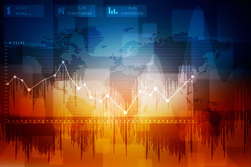 2d rendering Stock market online business concept. business Graph 