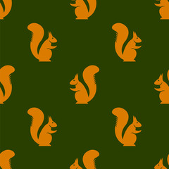 Orange Squirrel Seamless Pattern