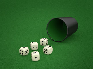 Dice game. Combination of dice - Small Straight, four sequential dice