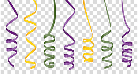 Colorful curly ribbons set on transparent background. Stock vector illustration © klerik78
