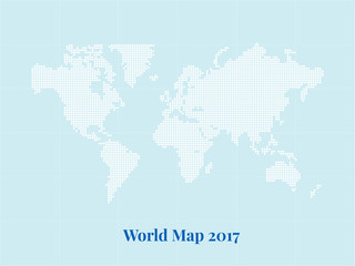 Fototapeta na wymiar World map represented by Blue Bitmap in creamy background. Vector template for description of anything worldwide, design, cover, annual reports.