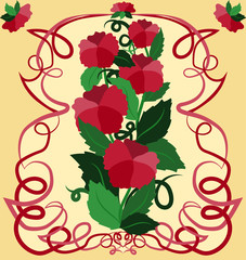 Floral background in art nouveau style, vector illustration