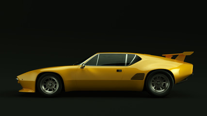 Fototapeta na wymiar Orange 70s Sports Car 3d illustration