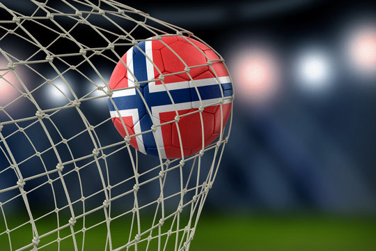 Norwegian soccerball in net
