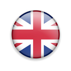 Vector glossy button with UK flag. United Kingdom of Great Britain flag icon