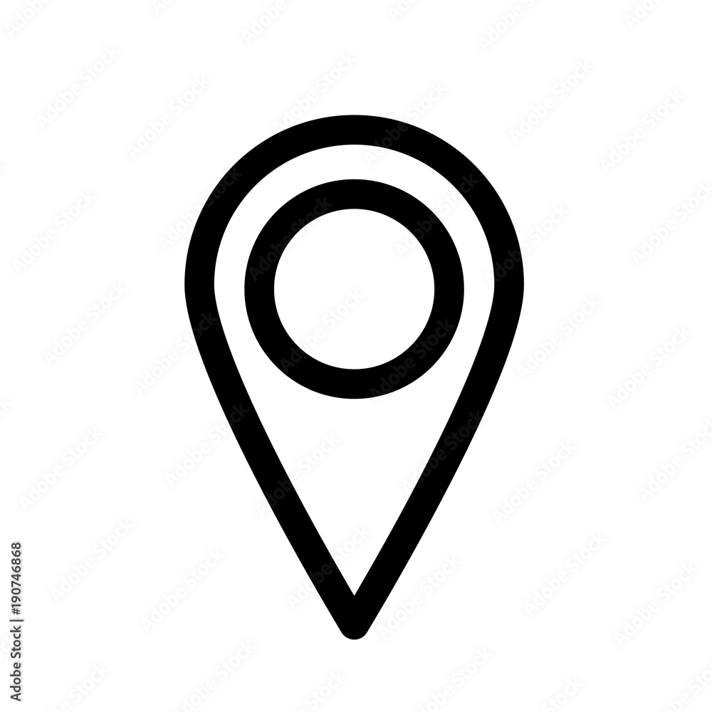 Fototapete map pointer or pin marker icon. outline modern design element. simple black flat vector icon with ro