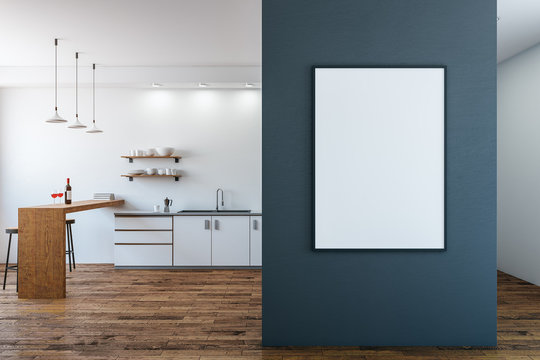 Modern kitchen with empty poster