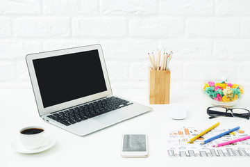 Fototapeta premium Creative workspace with devices