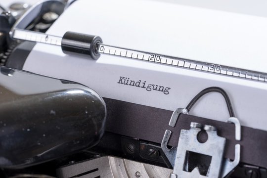 Kündigung, auf alter Schreibmaschine geschrieben