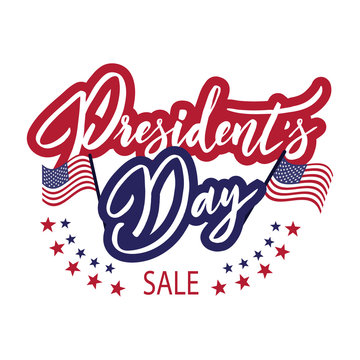 Happy President's Day Sale emblem with anerican flag