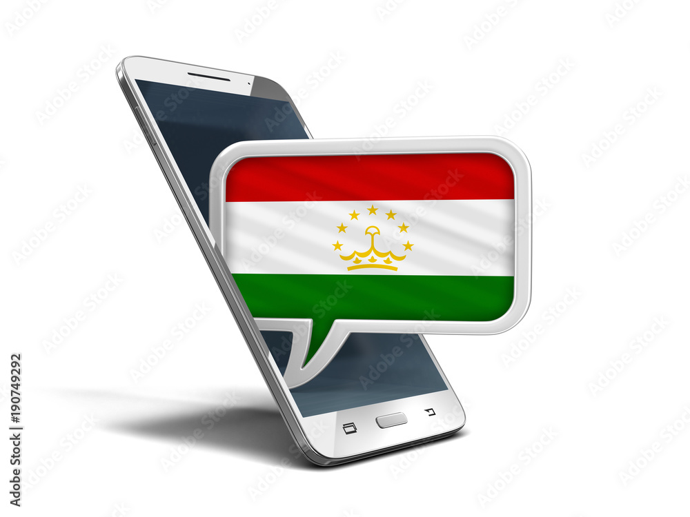 Poster speech bubble with tadjik flag. image with clipping path