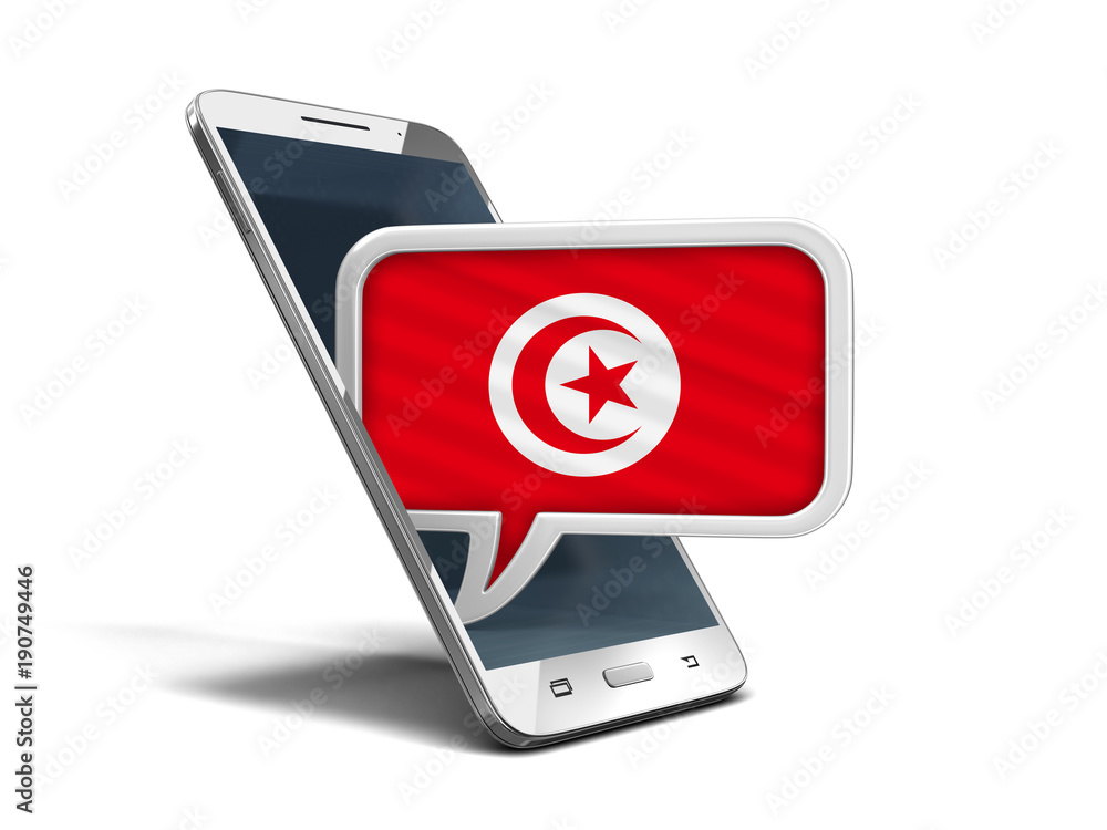 Poster speech bubble with tunisian flag. image with clipping path