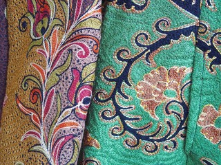 Uzbek traditional embroidery  with colourful pattern and design