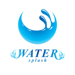 Naklejka premium Global water circulation vector sign for use as business emblem in spa and resort organizations. Human and nature coexistence concept.