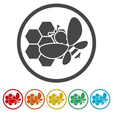Bee Silhouette icon, 6 Colors Included