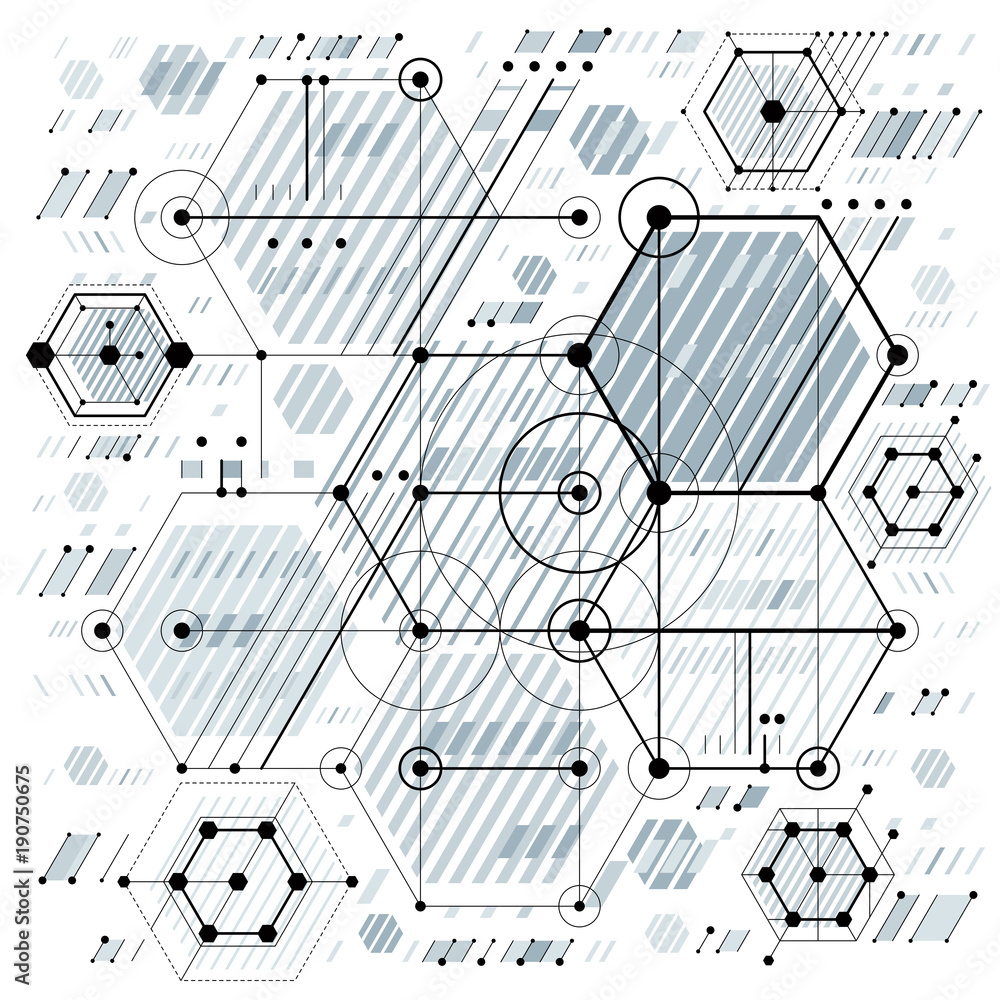 Poster technical plan, engineering draft. vector drawing of industrial system with mechanical parts, for us