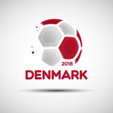 Abstract soccer ball with Danish national flag colors