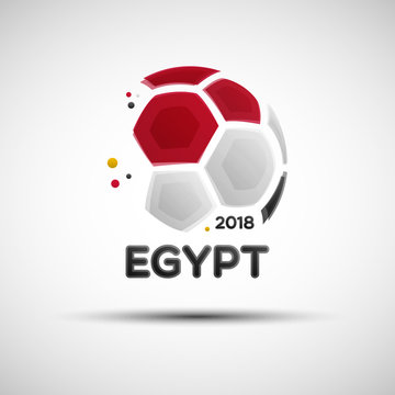 Abstract soccer ball with Egyptian national flag colors