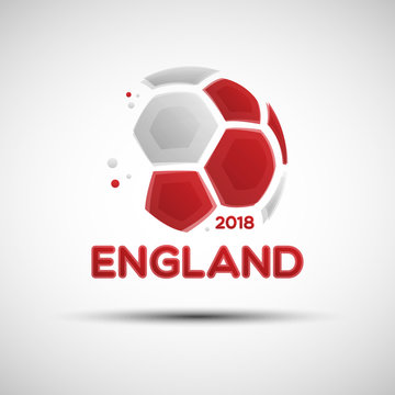 Abstract soccer ball with English national flag colors