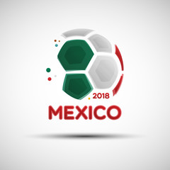 Abstract soccer ball with Mexican national flag colors