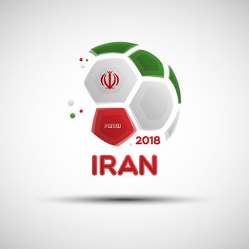 Abstract soccer ball with Iranian national flag colors