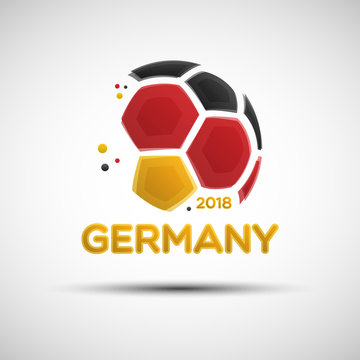 Abstract soccer ball with German national flag colors