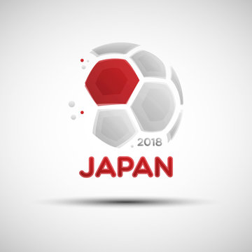 Abstract soccer ball with Japanese national flag colors