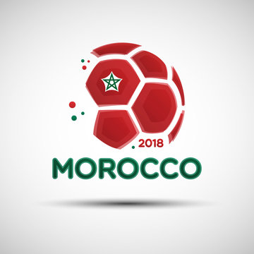 Abstract soccer ball with Moroccan national flag colors