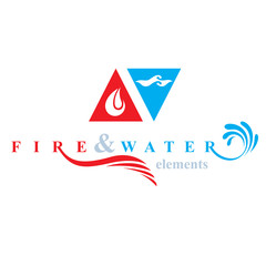 Nature elements harmony logo for use as corporate emblem, fire and water balance.