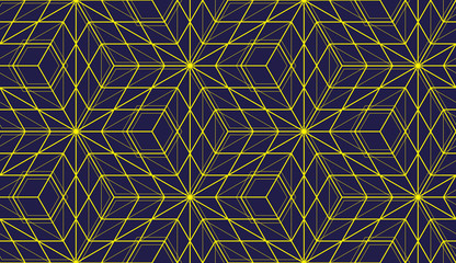 Geometric cubes abstract seamless pattern, 3d vector background. Technology style engineering line drawing endless illustration. Usable for fabric, wallpaper, wrapping, web and print.