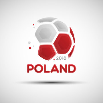 Abstract soccer ball with Polish national flag colors