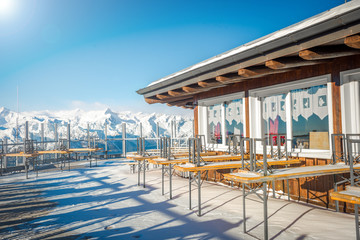 Alpine restaurant on a sunny day