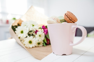 Dessert Handmade Macarons and Flowers