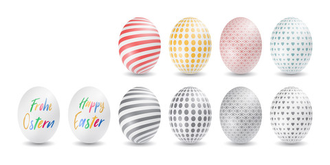 Colorful easter eggs vector graphic with happy easter. Aufgereihte bunte Ostereier - Frohe Ostern. Ostereier, Eier, Ostern, nebeneinander, farbig, bunt, gefärbte.
