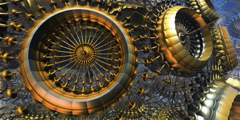 Abstract background, fantastic 3D structures, fictional background.