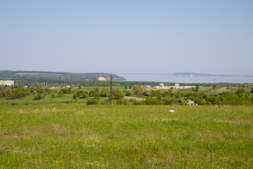 Fototapeta na wymiar View on the Svetlovodsk town and the river Dnieper