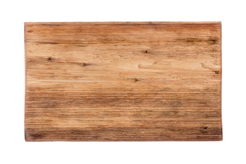 Rectangular piece of wood with a natural texture, pattern. Isolated