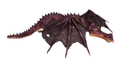 3D Rendering Fantasy Dragon on White