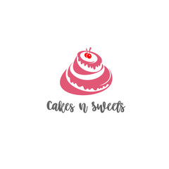 strawberry cake vector illustration.