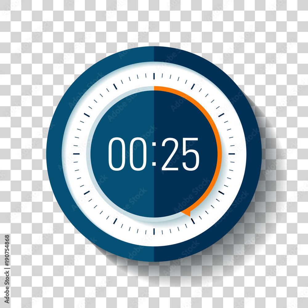 Poster stopwatch icon in flat style, timer on on transparent background. sport clock. vector design element