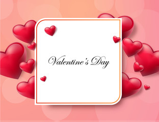 2018 Valentine's day abstract background TextBox with beautifull hearts. Vector illustration