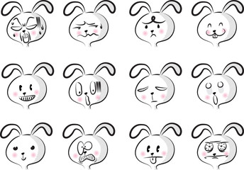Fototapeta premium cartoon cute rabbit face set