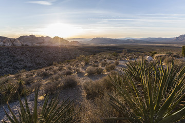 Dawn view from scenic loop overlook at Red Rock Canyon National Conservation Area near Las Vegas Nevada.