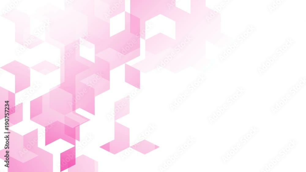 Aufkleber abstract diamond square box pattern isometric design pink color animation 4k on white background wit