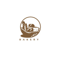 minimal logo of brown bakery basket vector illustration