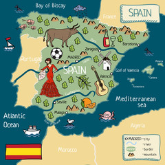 Cartoon map of Spain